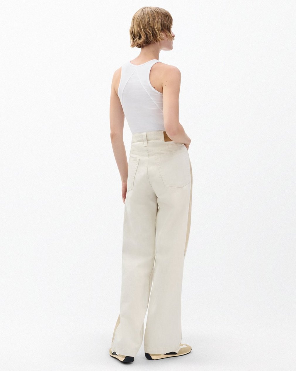 Logan Spliced Wide-Leg Jeans - Two Tone Stone - Image 6