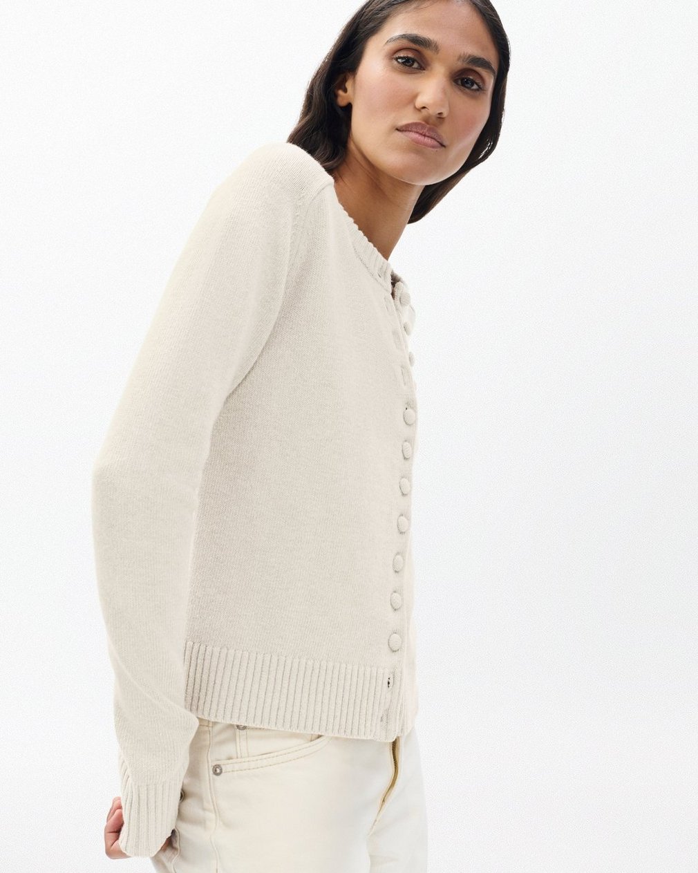 Wallace Crewneck Cardigan - Oatmeal - Image 4