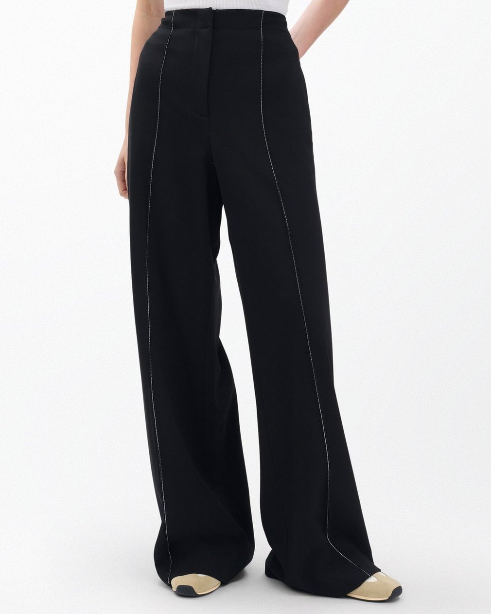 Irina Contrast-Stitch Pants - Black - Image 4