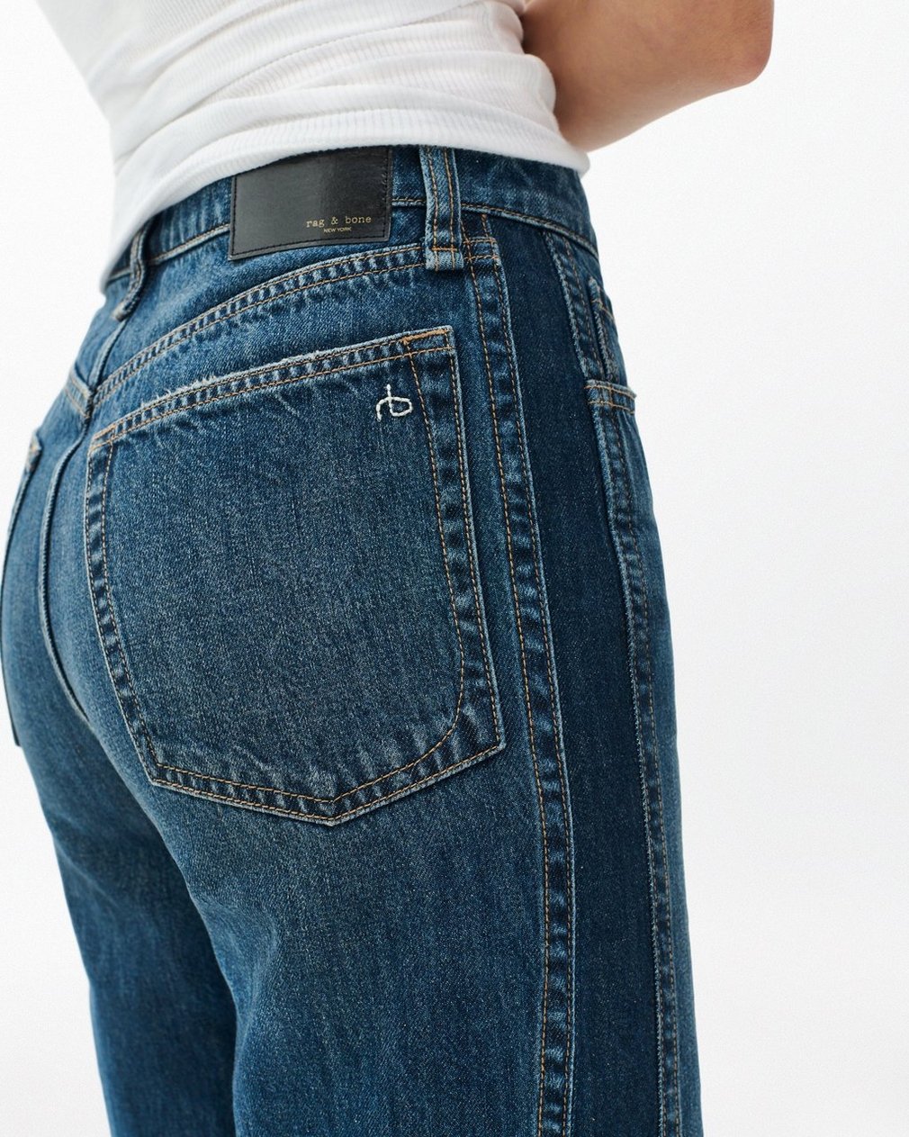 Logan Spliced Wide-Leg Jeans - Two Tone Dk Indigo - Image 5