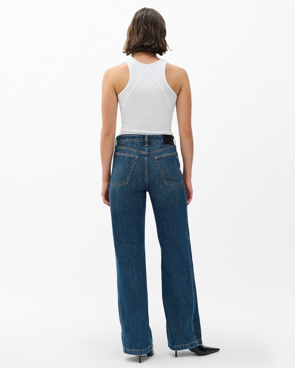 Logan Spliced Wide-Leg Jeans - Two Tone Dk Indigo - Image 6