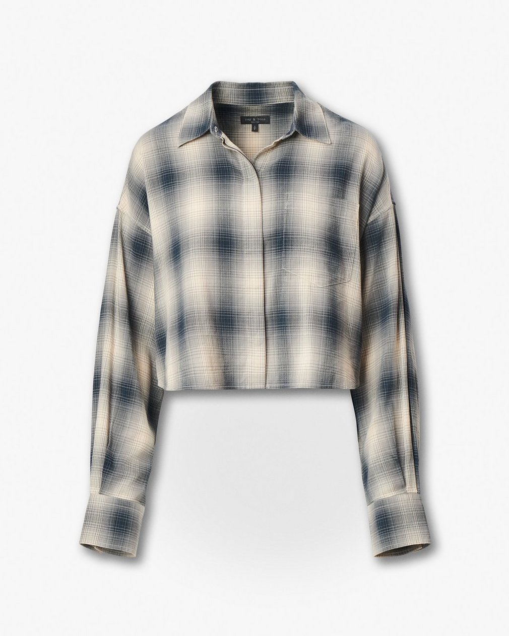 Marin Cropped Plaid Shirt - Navy Plaid - Image 2