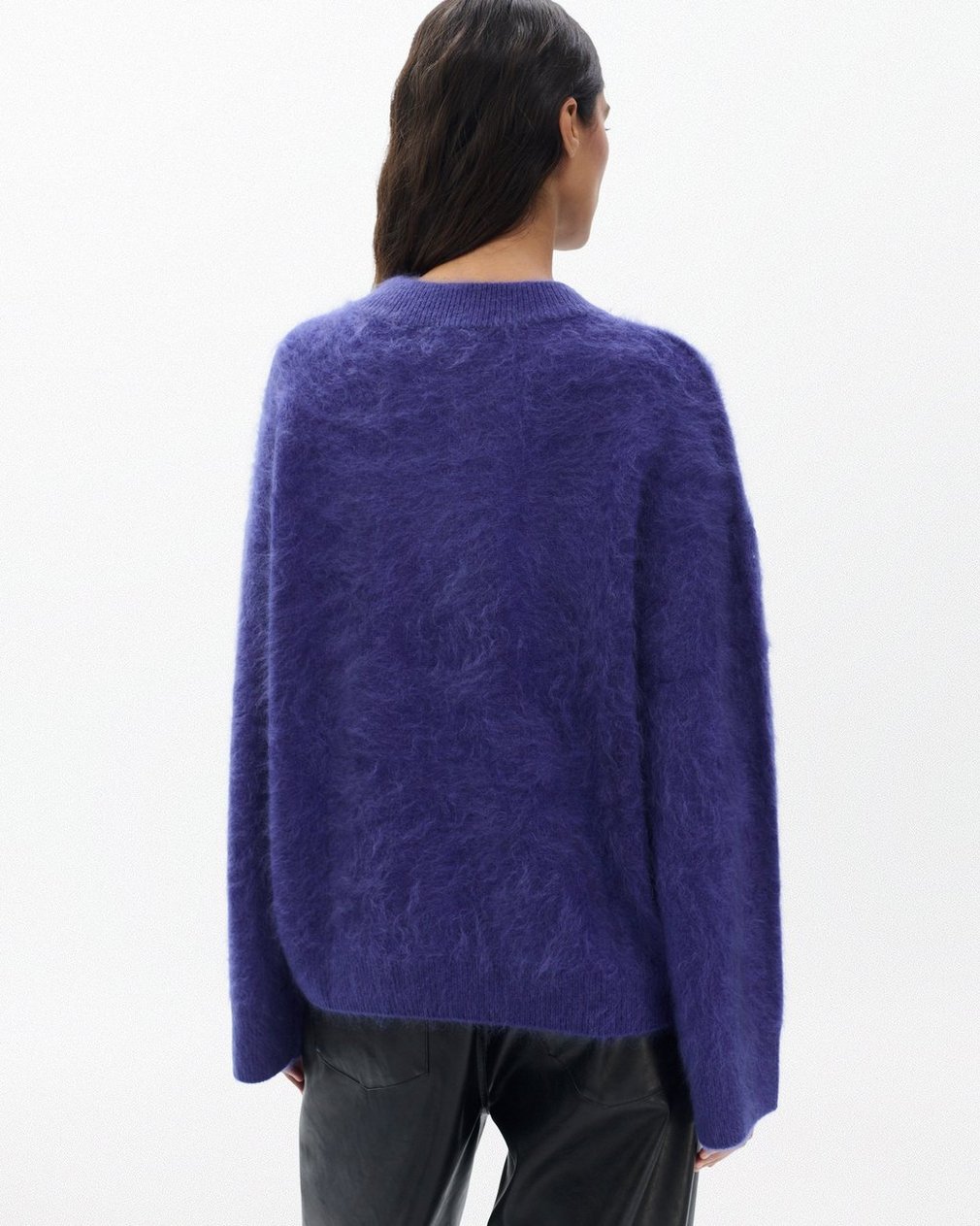 Jada Brushed Cashmere V-Neck Sweater - Dark Blue - Image 6