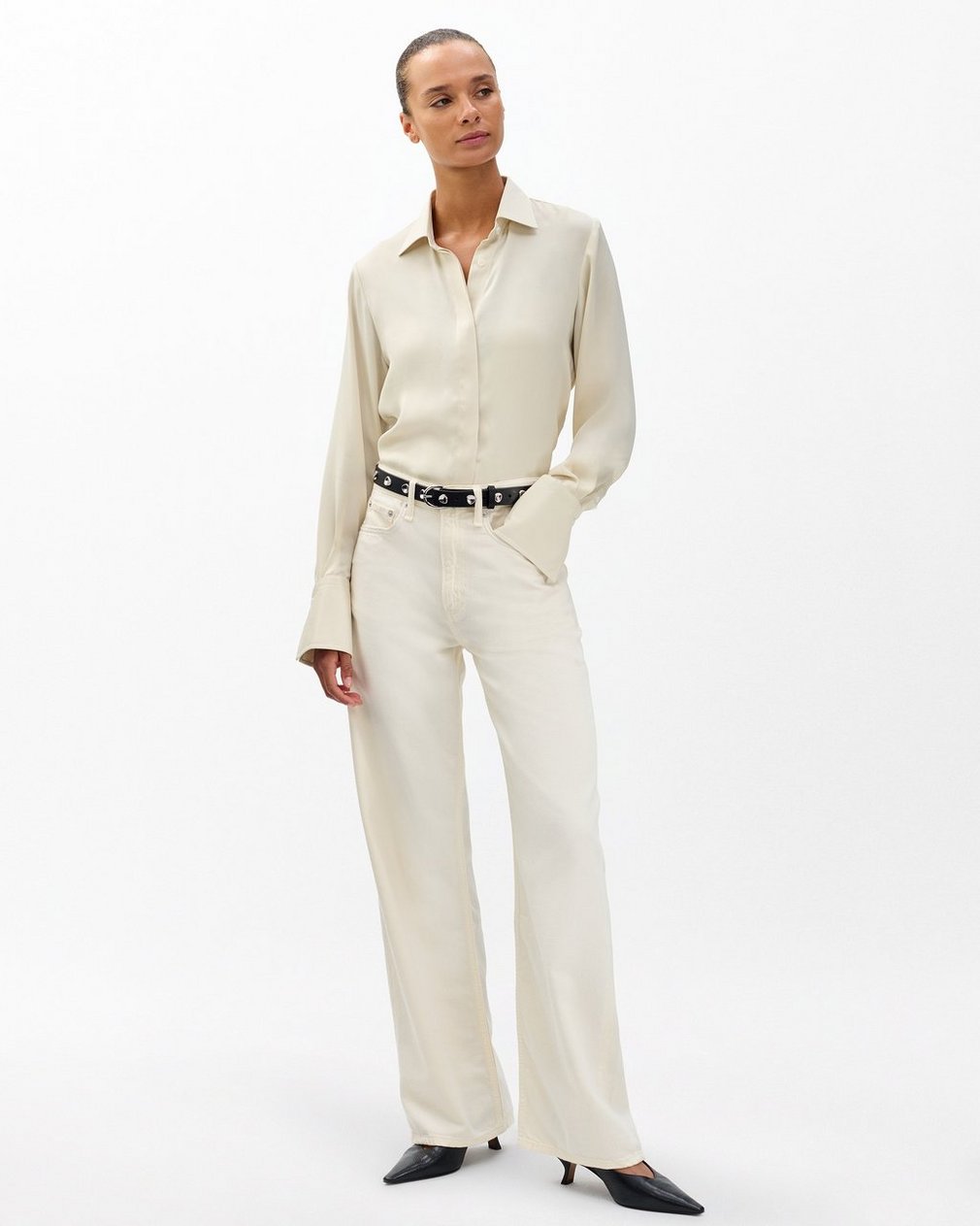 Featherweight Logan Wide Leg - Ecru: Mid-Rise Jean - Image 3
