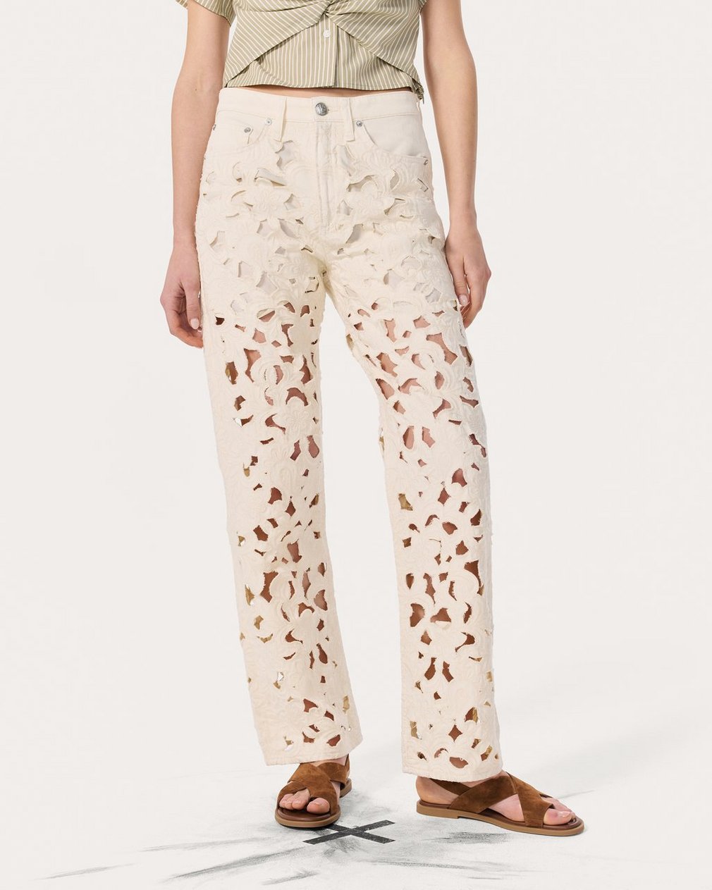 Logan Wide-Leg Jeans - Ecru - Image 3