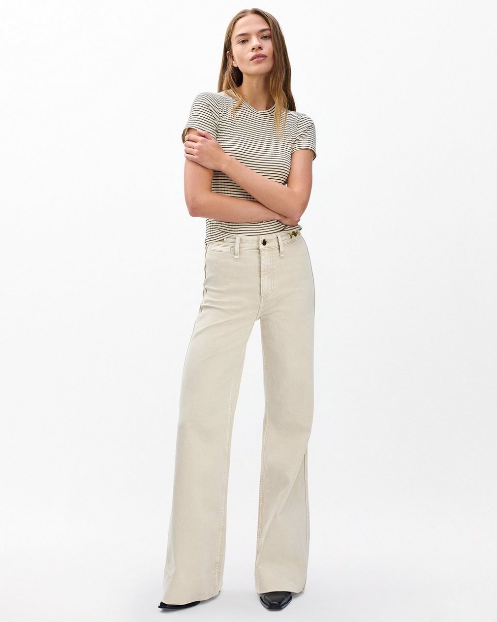 Skylar Wide-Leg Jeans - Sand Stone - Image 3