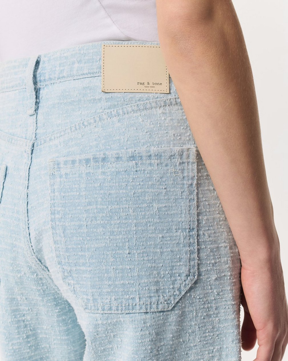 Tailored Sofie Textured Wide-Leg Jeans - Sky Blue Tweed - Image 6