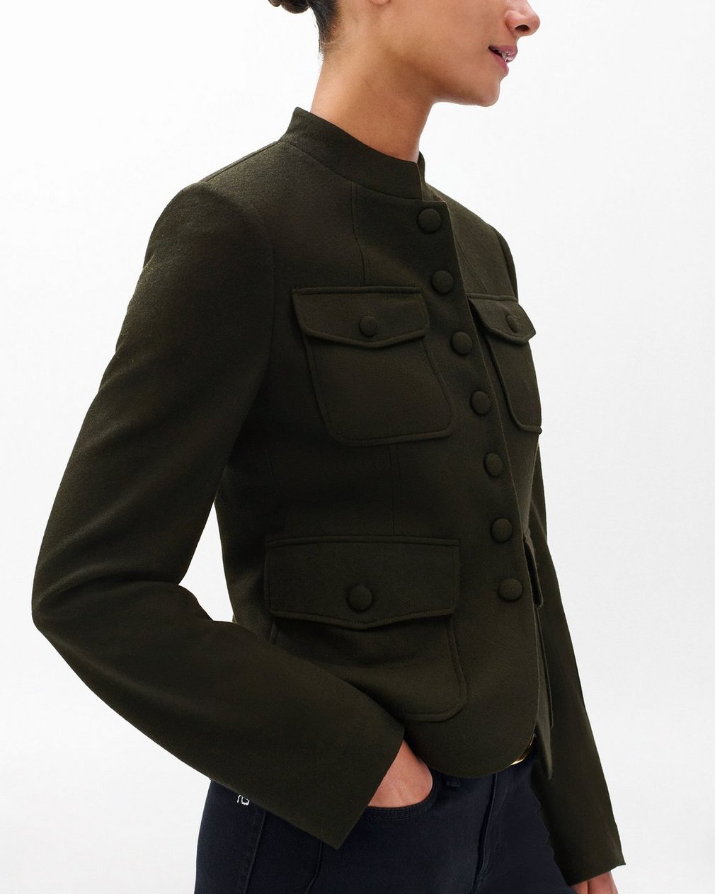 Mercer Japanese Wool Blazer - Army - Image 4