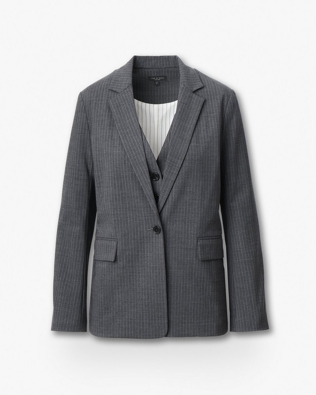 Jennifer Striped Two-in-One Blazer - Grey Stripe - Image 2