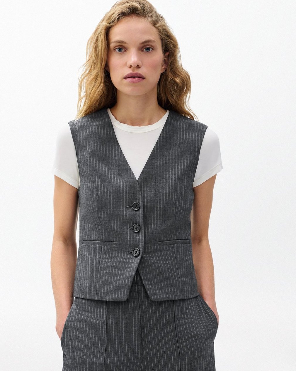 Jennifer Striped Two-in-One Blazer - Grey Stripe - Image 4