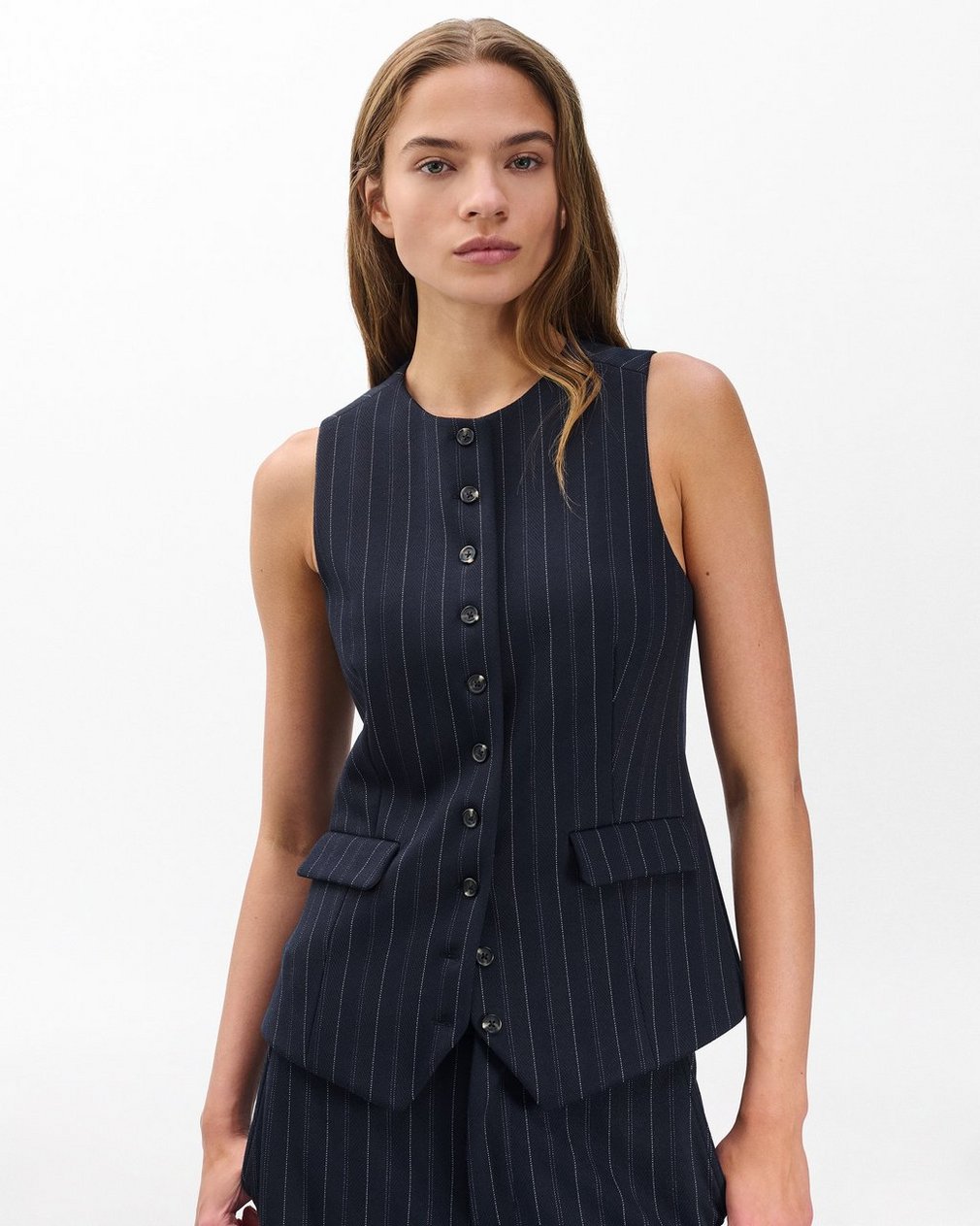Irina Long Vest - Navy Multi - Image 4