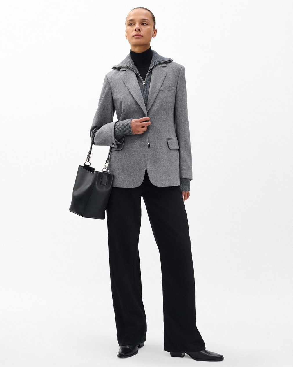 Frank Mixed-Media Blazer - Grey - Image 3