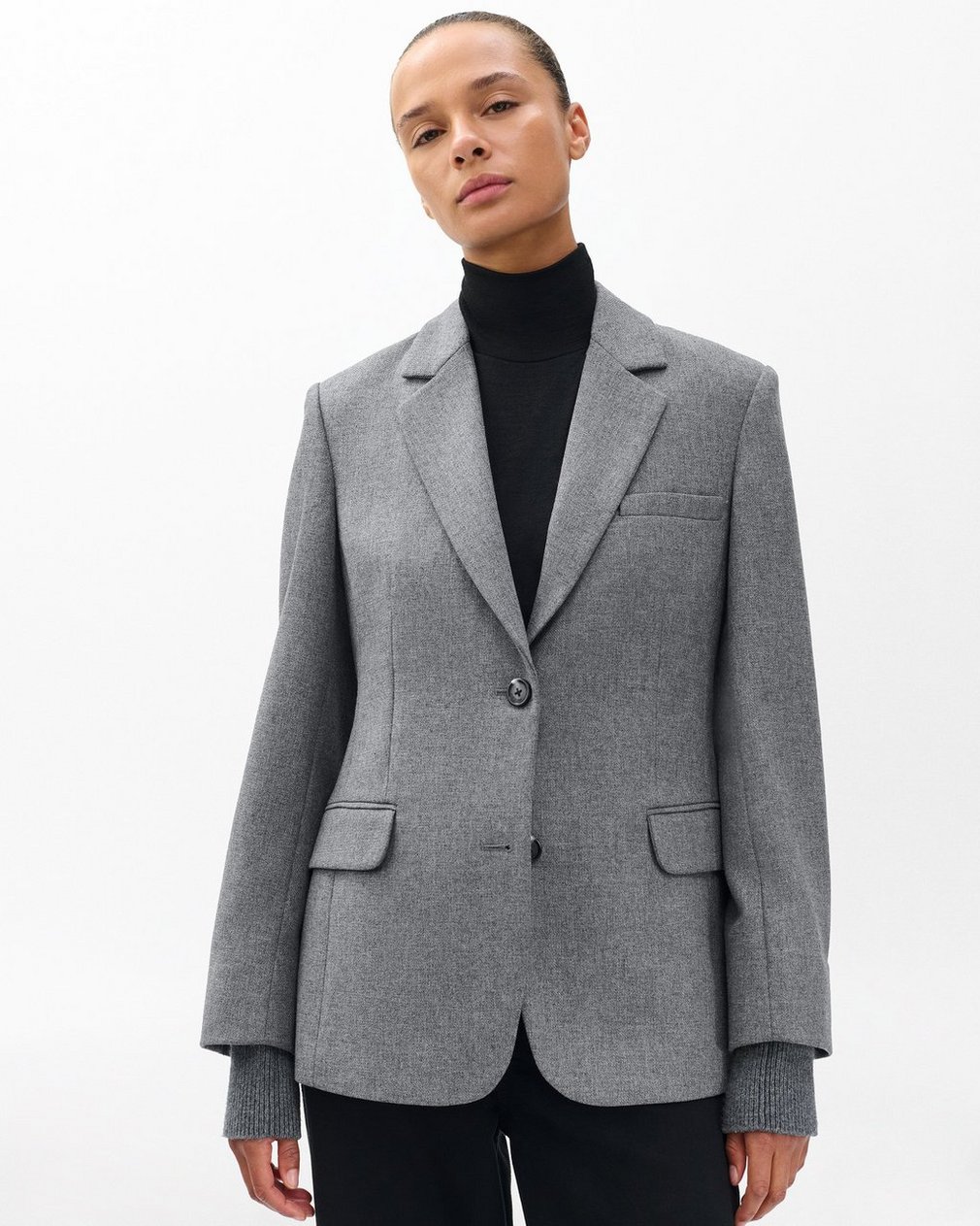 Frank Mixed-Media Blazer - Grey - Image 4