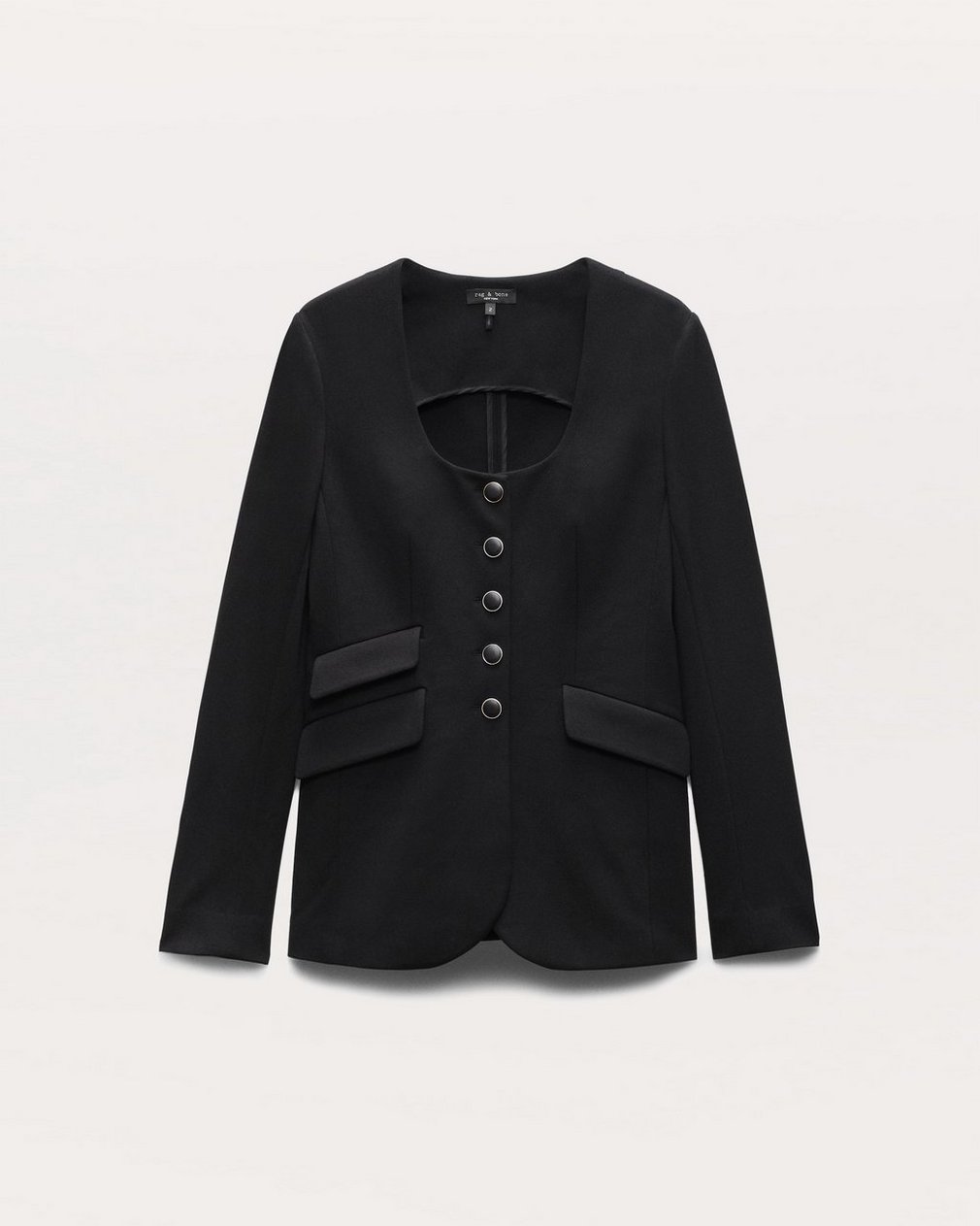 Roslyn Scoop-Neck Blazer - Black - Image 2