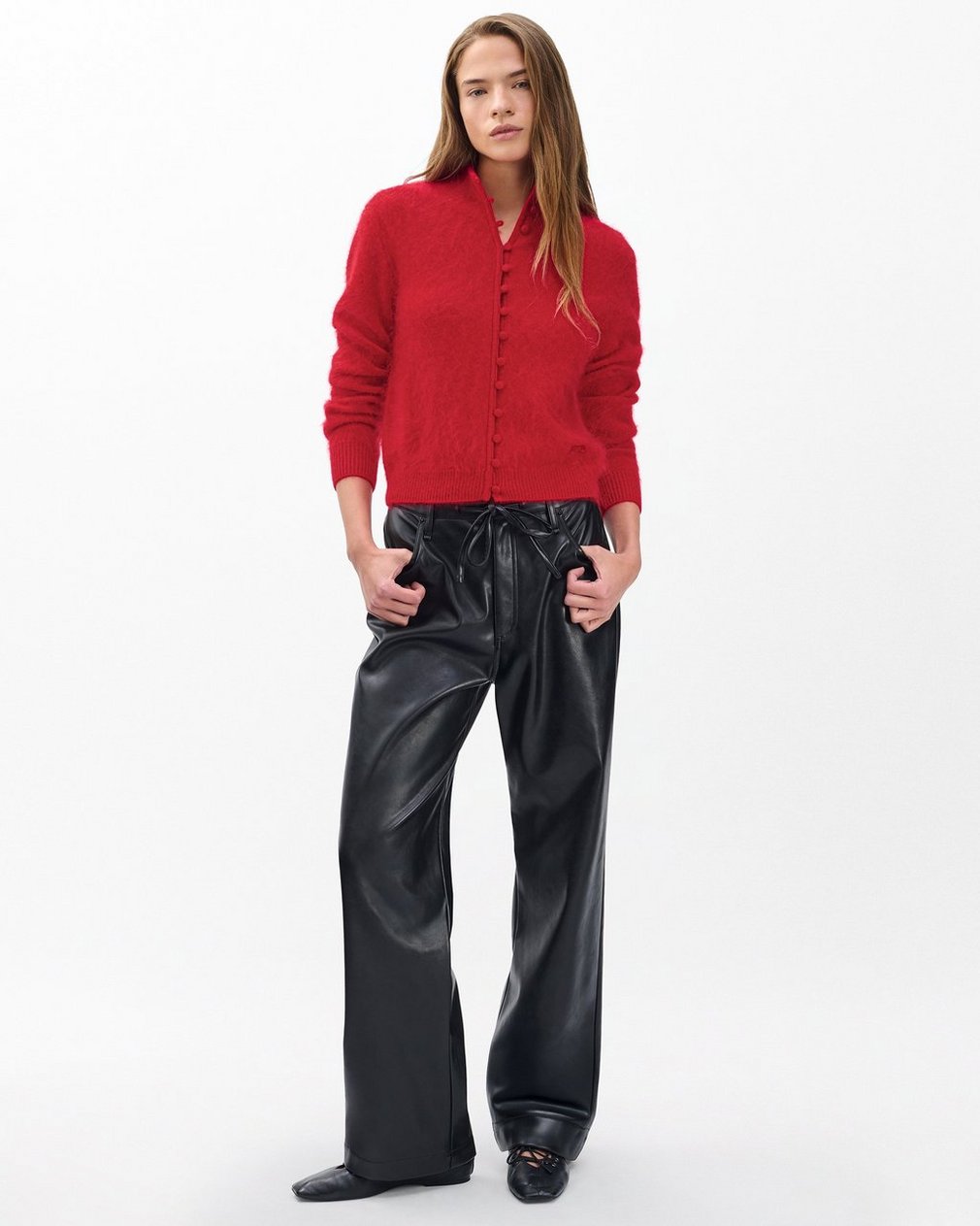 Jada Brushed Cashmere Cardigan - Red - Image 3