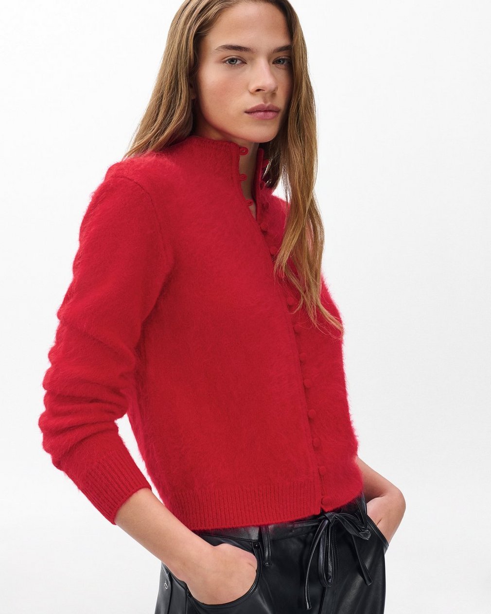 Jada Brushed Cashmere Cardigan - Red - Image 5