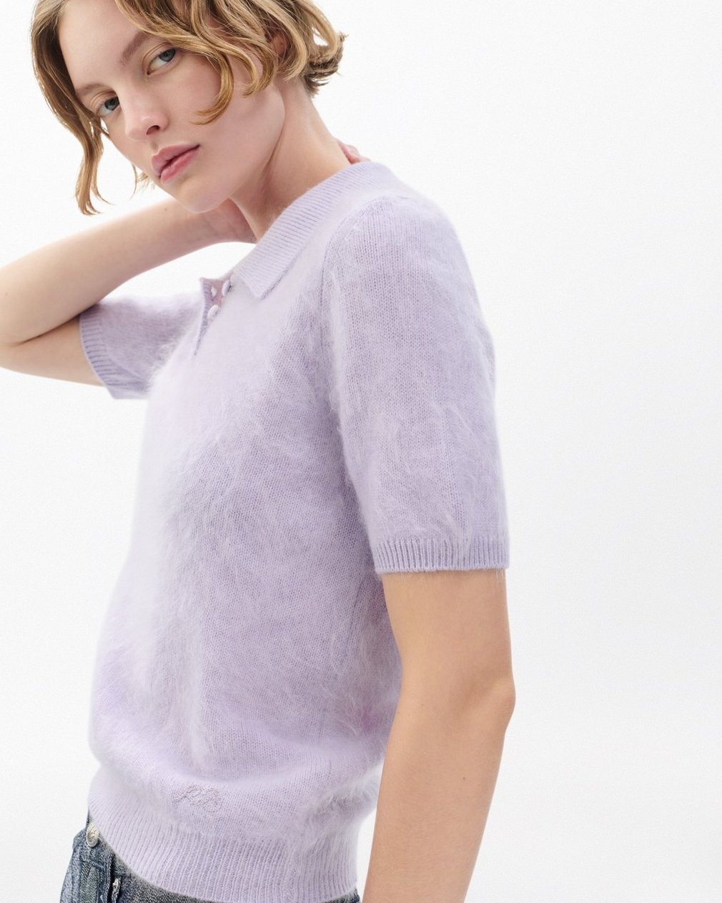 Jada Brushed Cashmere Polo - Lavender - Image 4