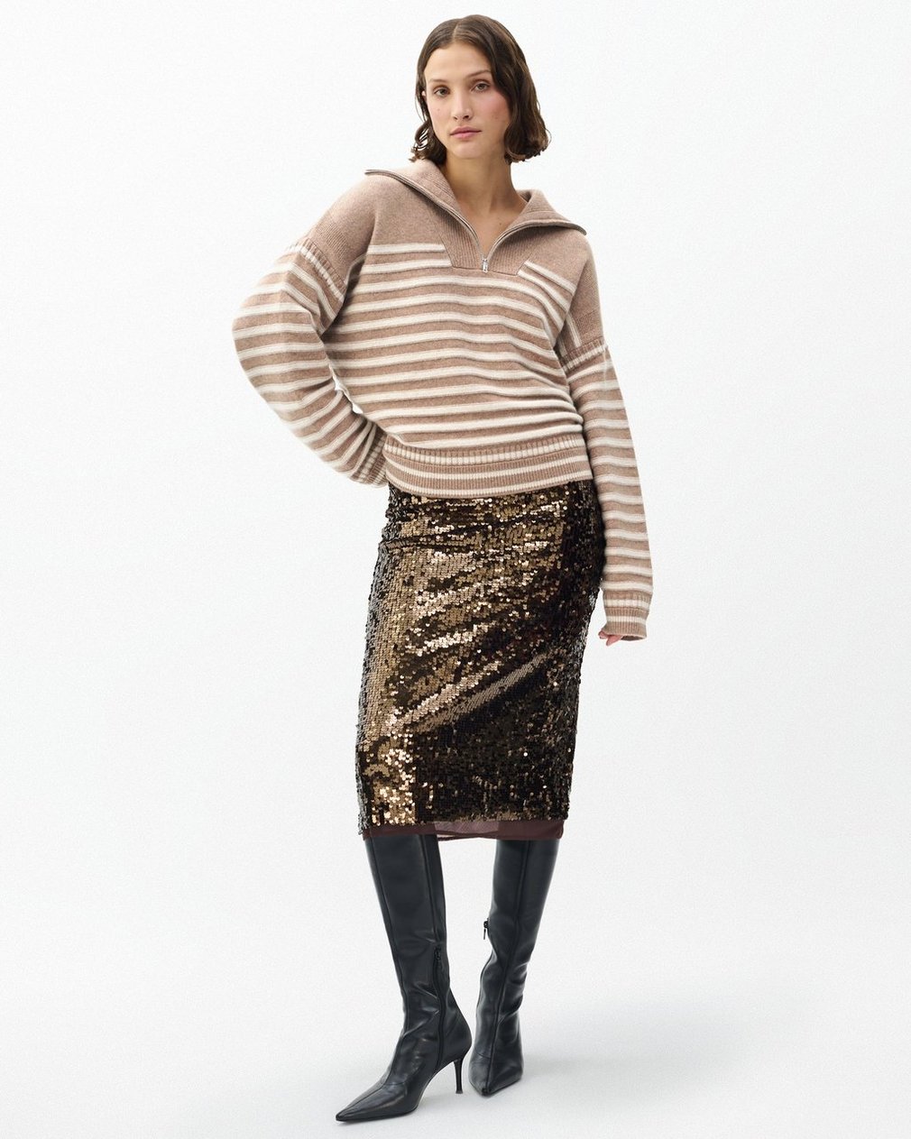 Raven Wool-Cashmere Half-Zip Sweater - Camel - Image 3