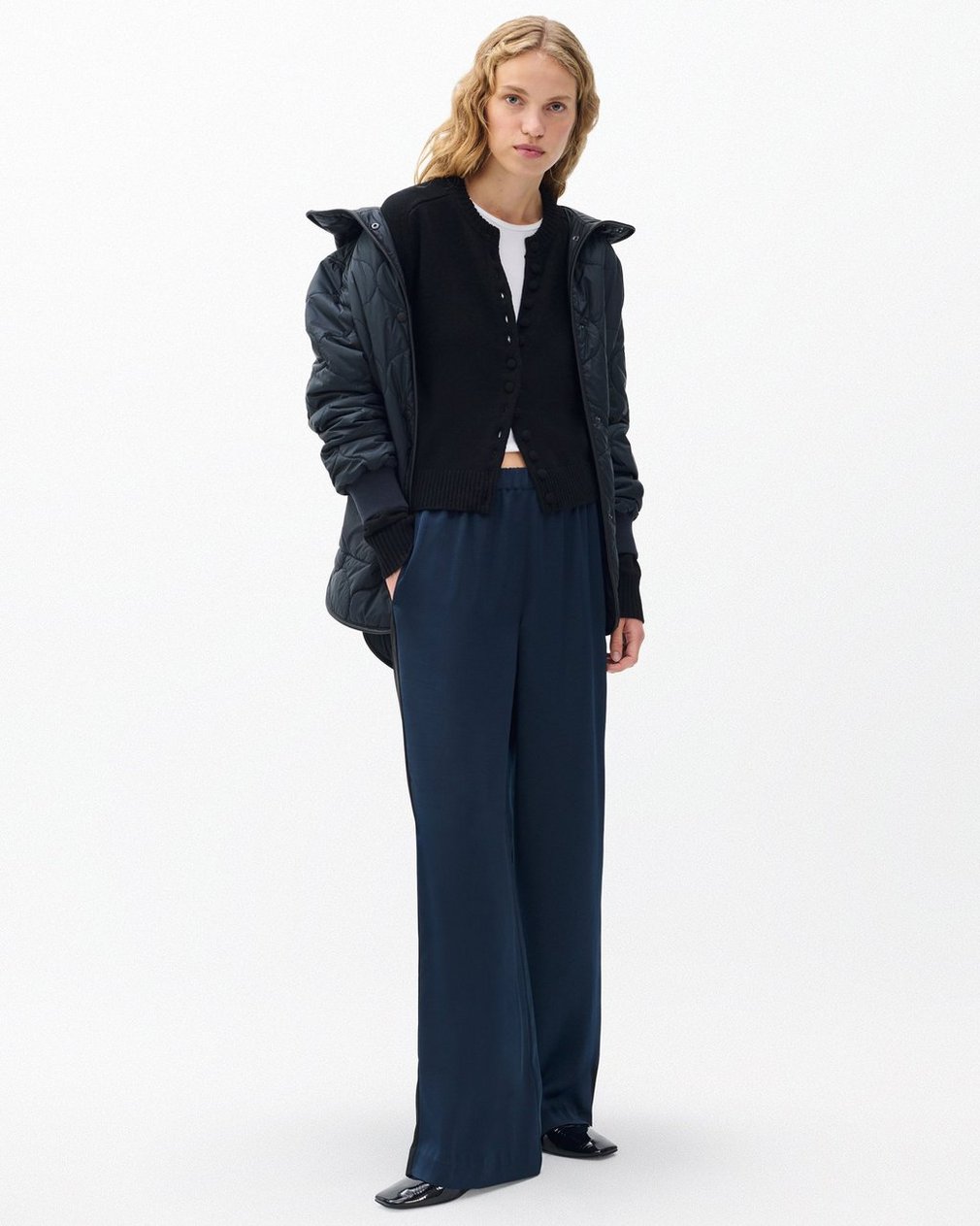 Wallace Crewneck Cardigan - Black - Image 3