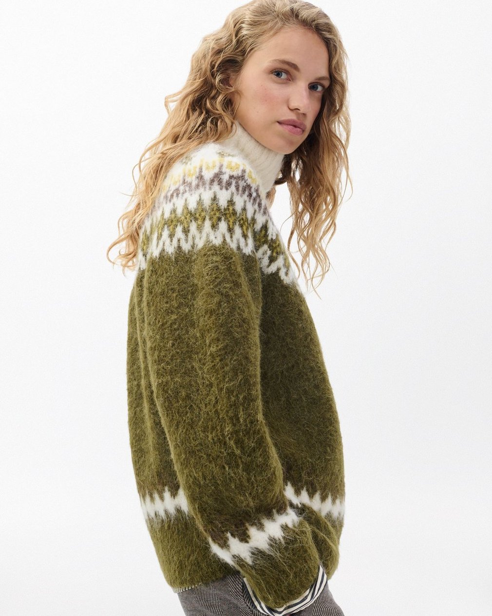 Beth Fair Isle Turtleneck Sweater - Army Multi - Image 3