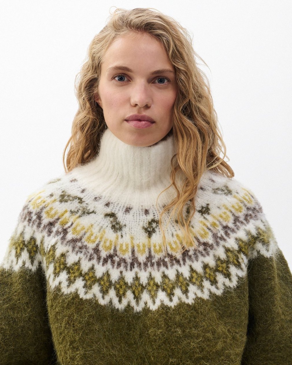 Beth Fair Isle Turtleneck Sweater - Army Multi - Image 4