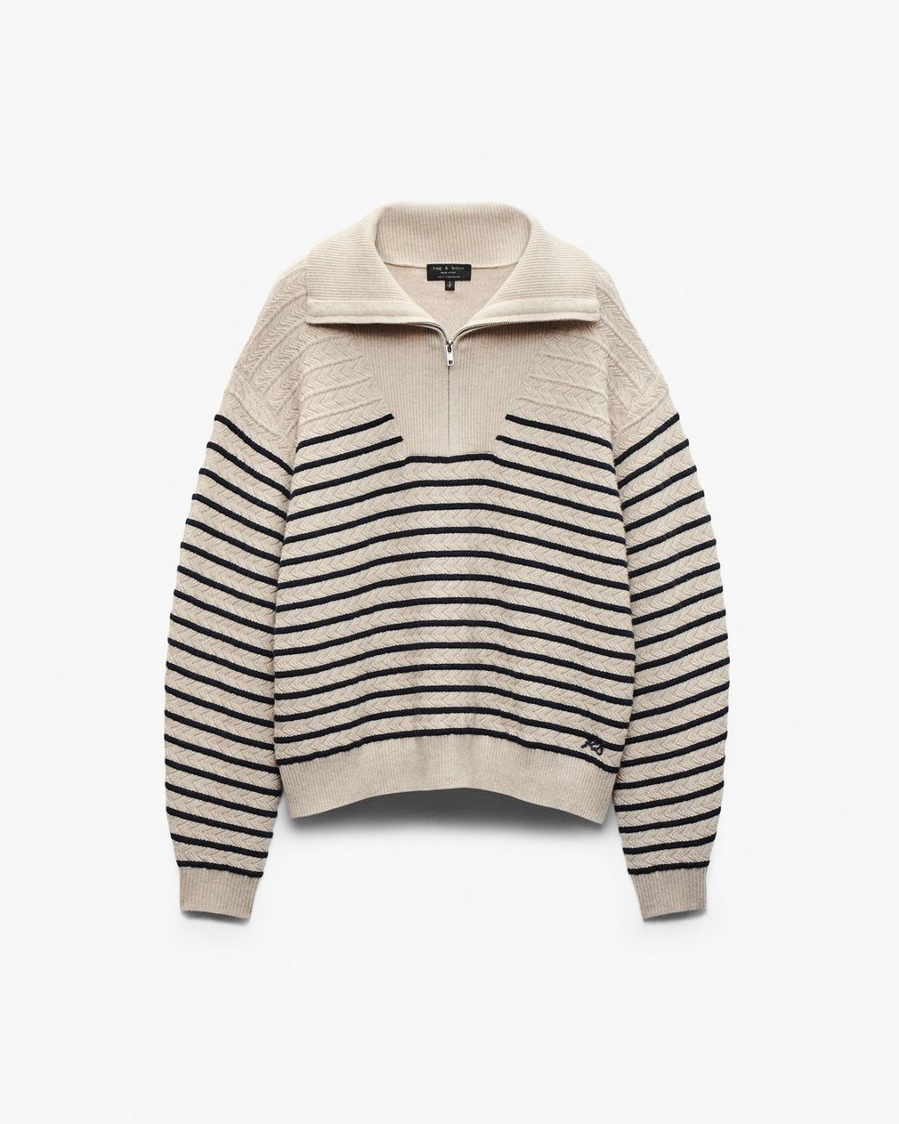 Natalia Cashmere Half-Zip Sweater - Oatmeal Multi - Image 2