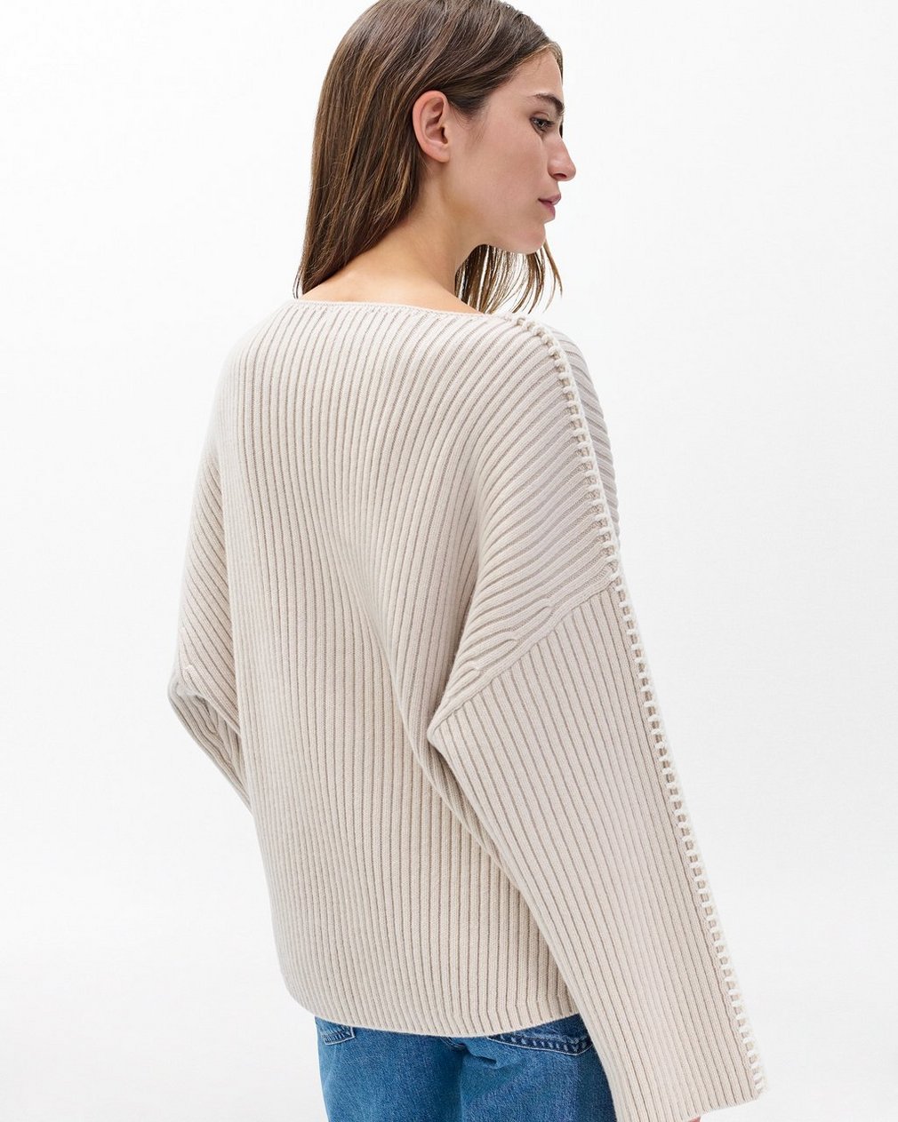 Ingrid Boatneck Wool Sweater - Light Oat - Image 6