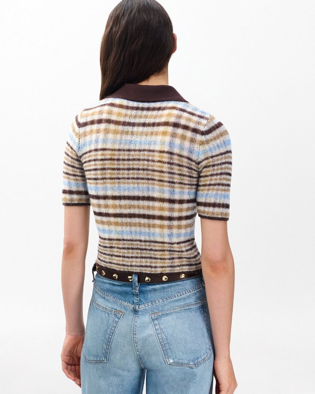 Leva Plaid Zip Polo Sweater - Ivory Multi - Image 5