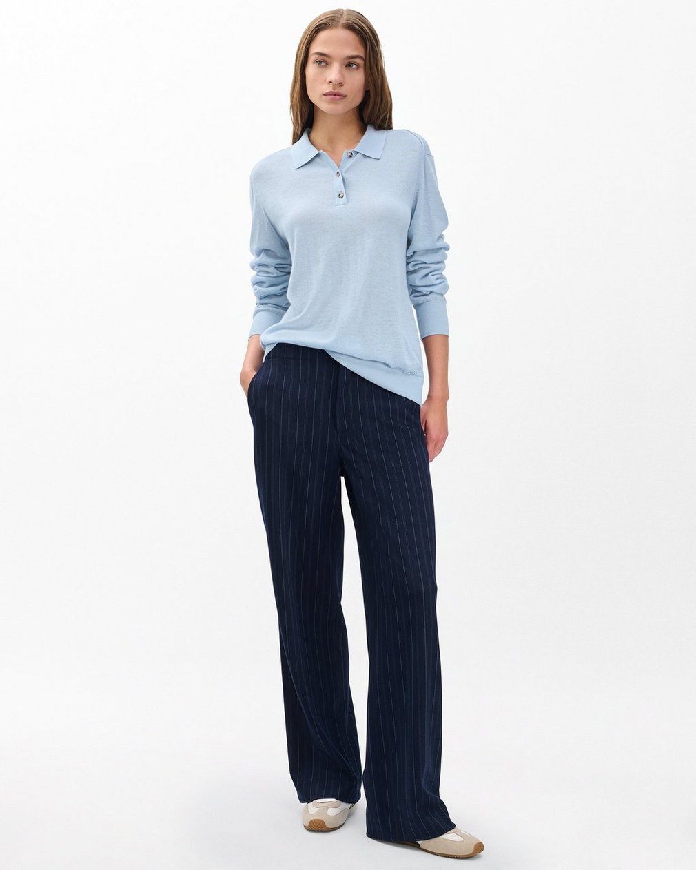 Adeline Lightweight Cashmere Polo - Light Blue - Image 3