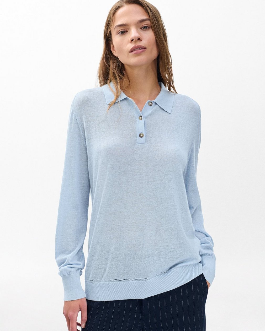 Adeline Lightweight Cashmere Polo - Light Blue - Image 5