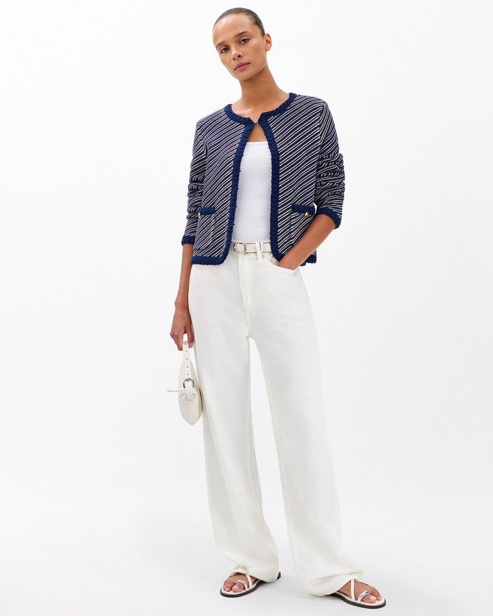 Claire Striped Cardigan - Indigo - Image 3