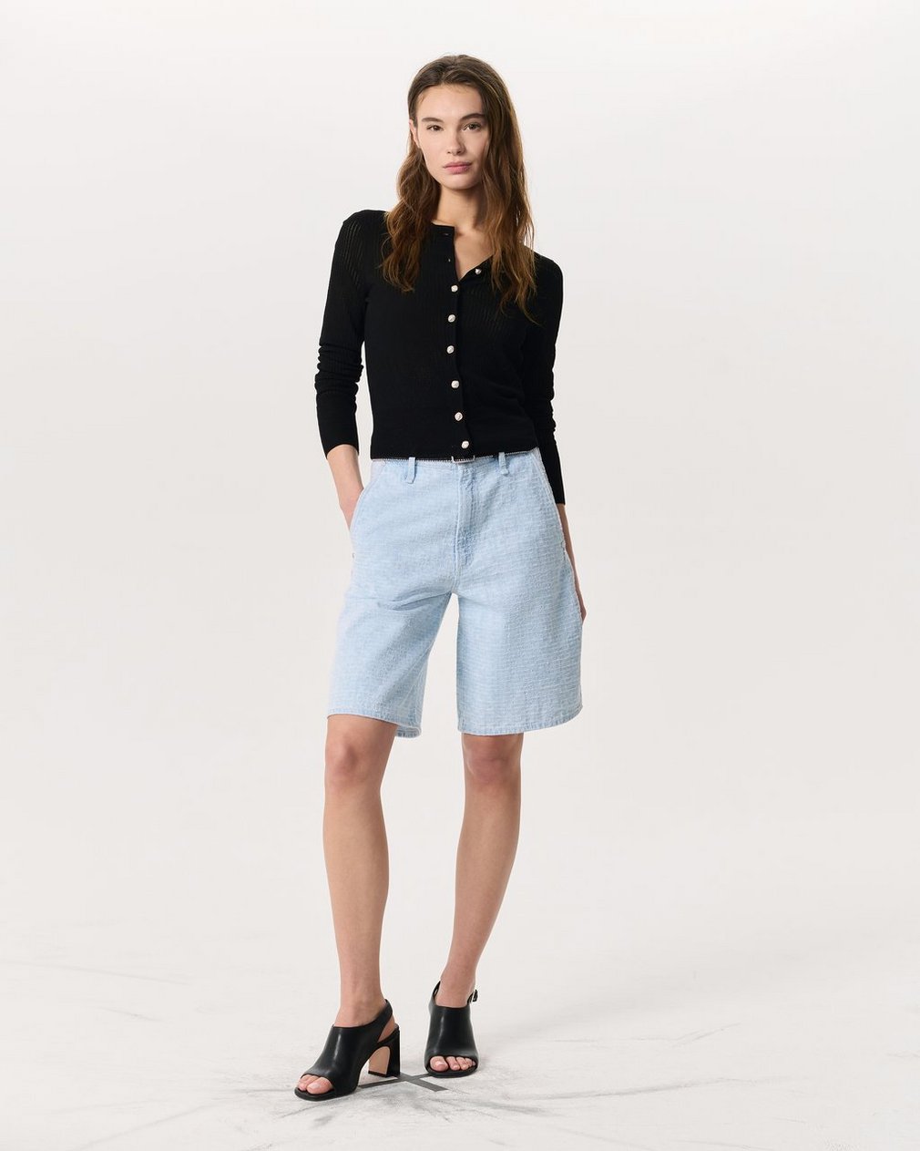 Molly Open-Knit Cardigan - Black - Image 4