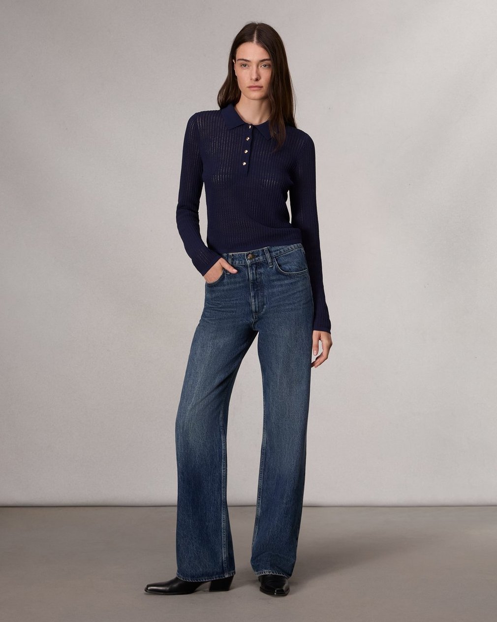 Viola Polo Sweater - Indigo - Image 3
