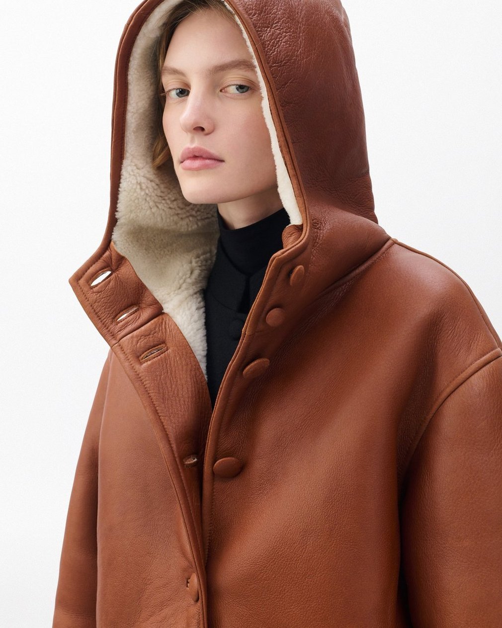 Jackie Shearling Coat - Cognac - Image 3