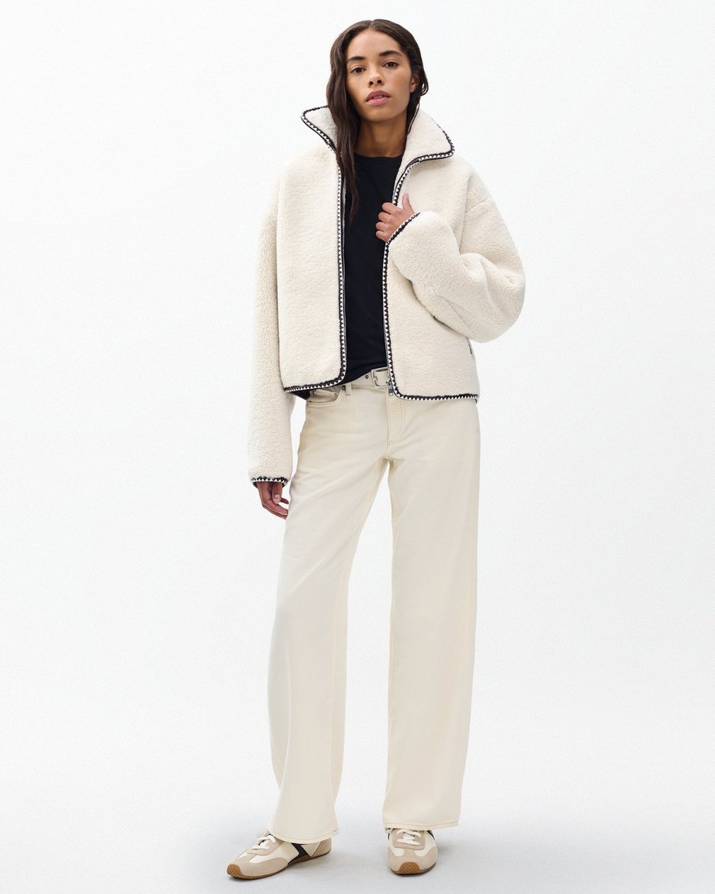 Mai Sherpa Zip-Up Jacket - Ivory - Image 3