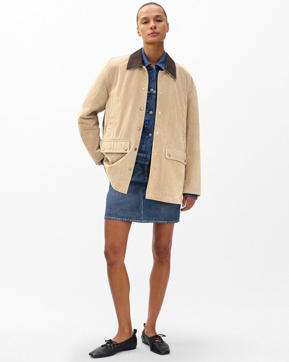 Cassidy Calf Suede Jacket - Tan - Image 2