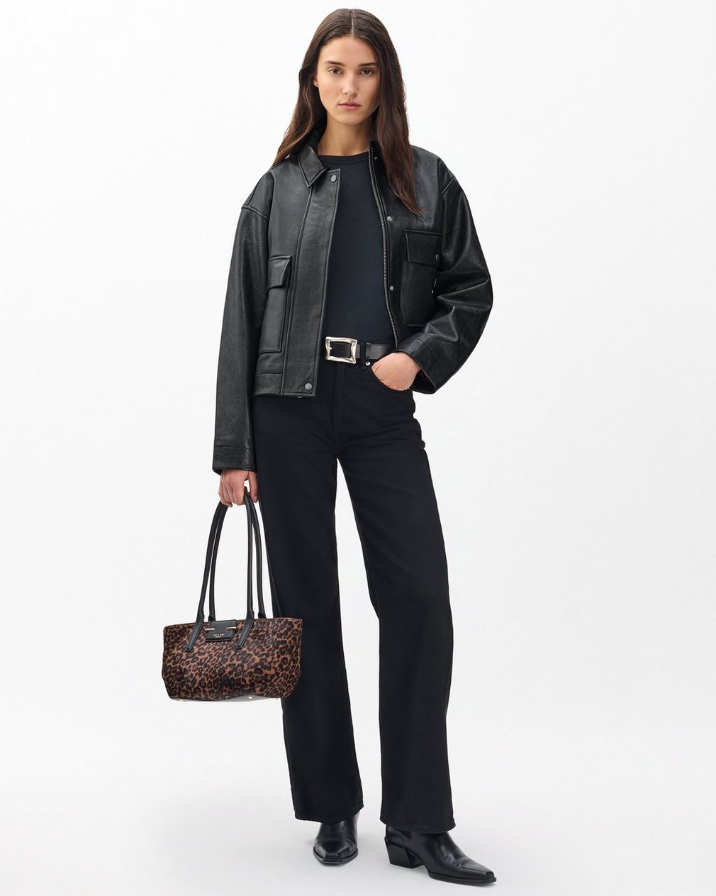 Nonie Lamb Leather Jacket - Black - Image 2