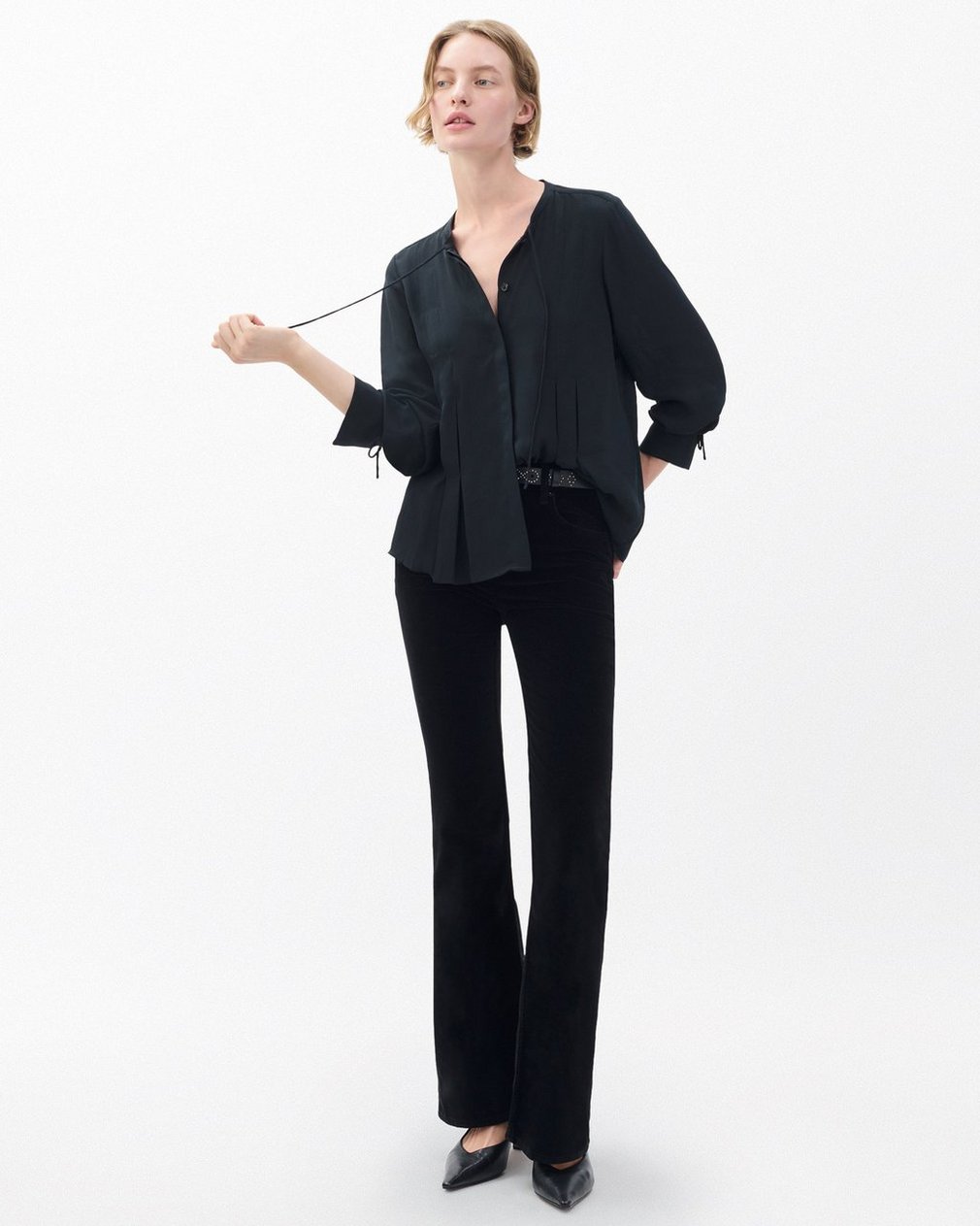 Arden Pleated Blouse - Black - Image 3