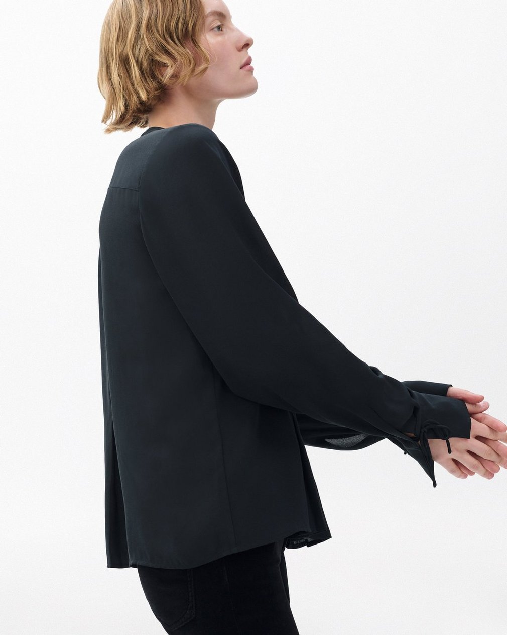 Arden Pleated Blouse - Black - Image 4