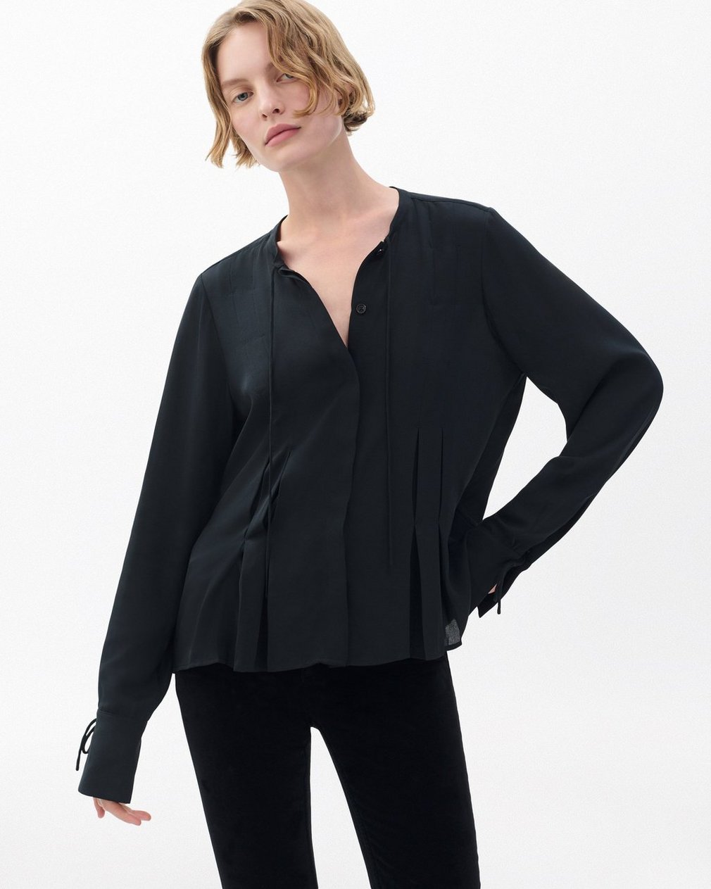 Arden Pleated Blouse - Black - Image 5