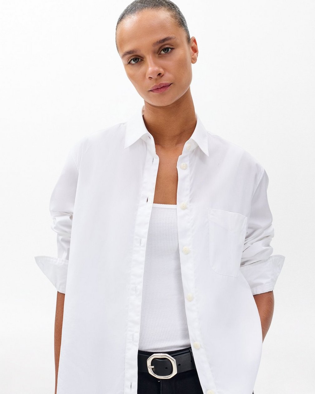 Maxine Poplin Shirt - White - Image 5