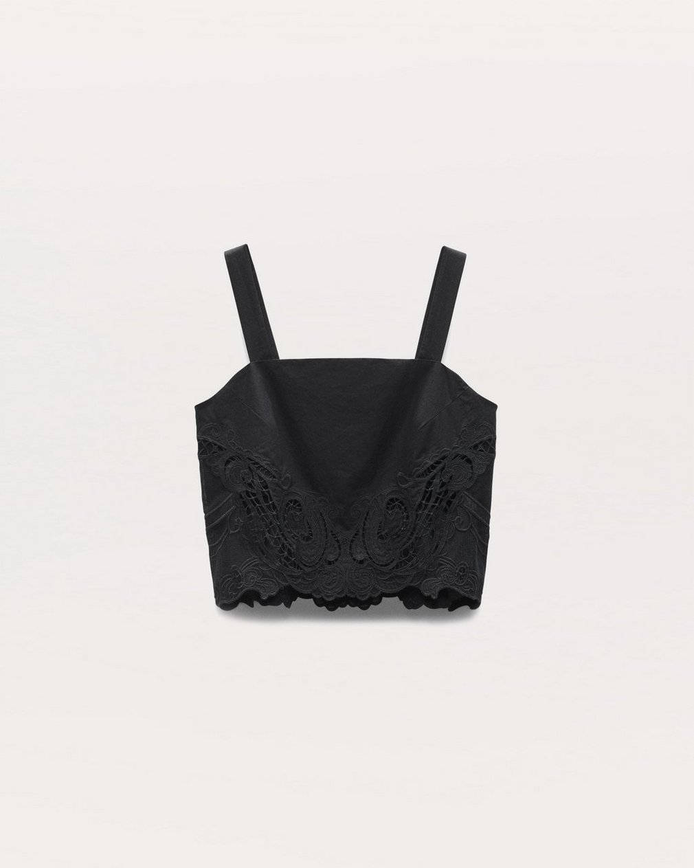 Clem Lace-Trim Poplin Tank Top - Black - Image 2