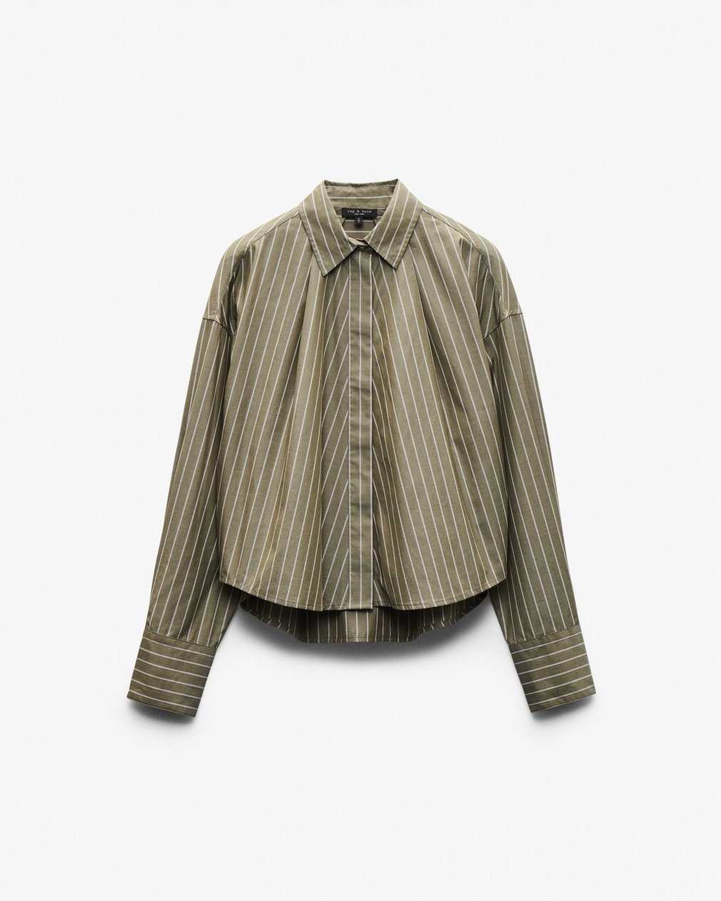 Martha Striped Poplin Shirt - Green Stripe - Image 2