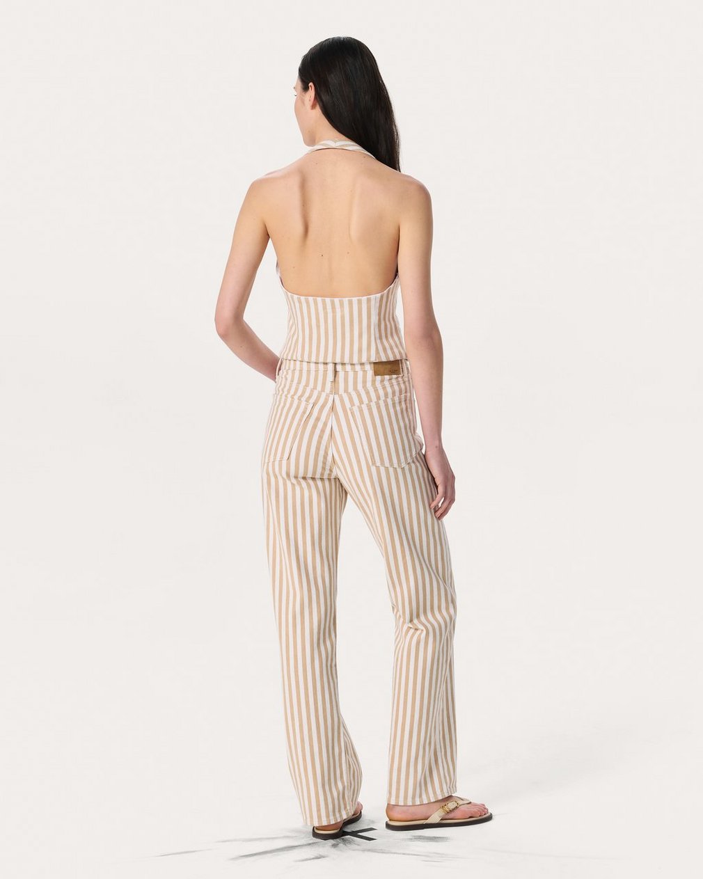 Ethel Striped Denim Vest - Tan Stripe - Image 6
