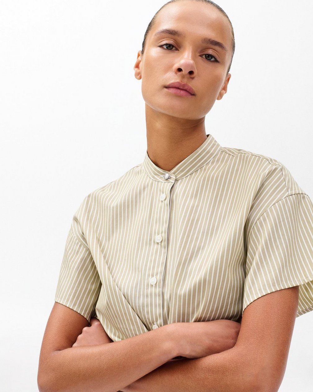 Gretchen Striped Poplin Shirt - Beige Stripe - Image 4