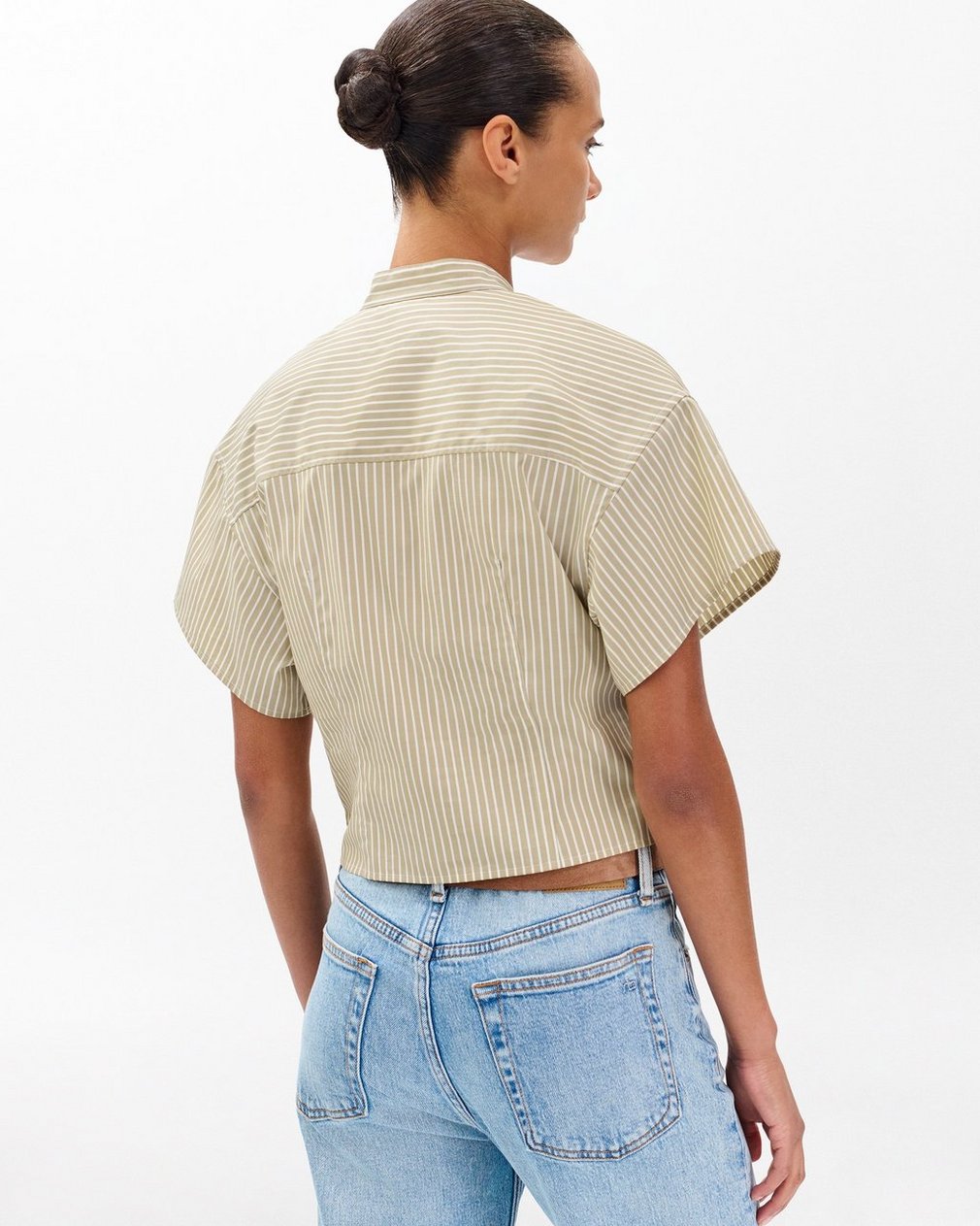 Gretchen Striped Poplin Shirt - Beige Stripe - Image 6