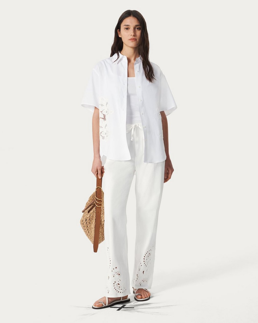 Amy Lace Poplin Shirt - White Lace - Image 3