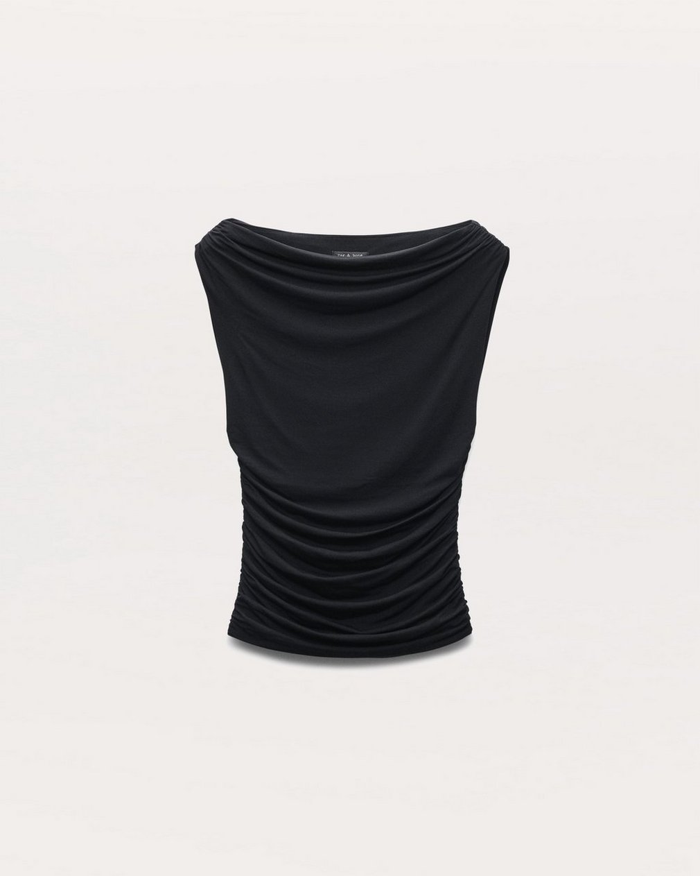 Luca Shirred Scoop-Neck Top - Black - Image 2