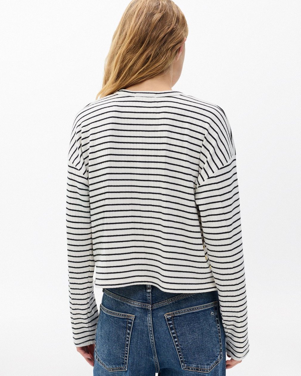 The Knit Striped Long-Sleeve Tee - Beige Multi - Image 6
