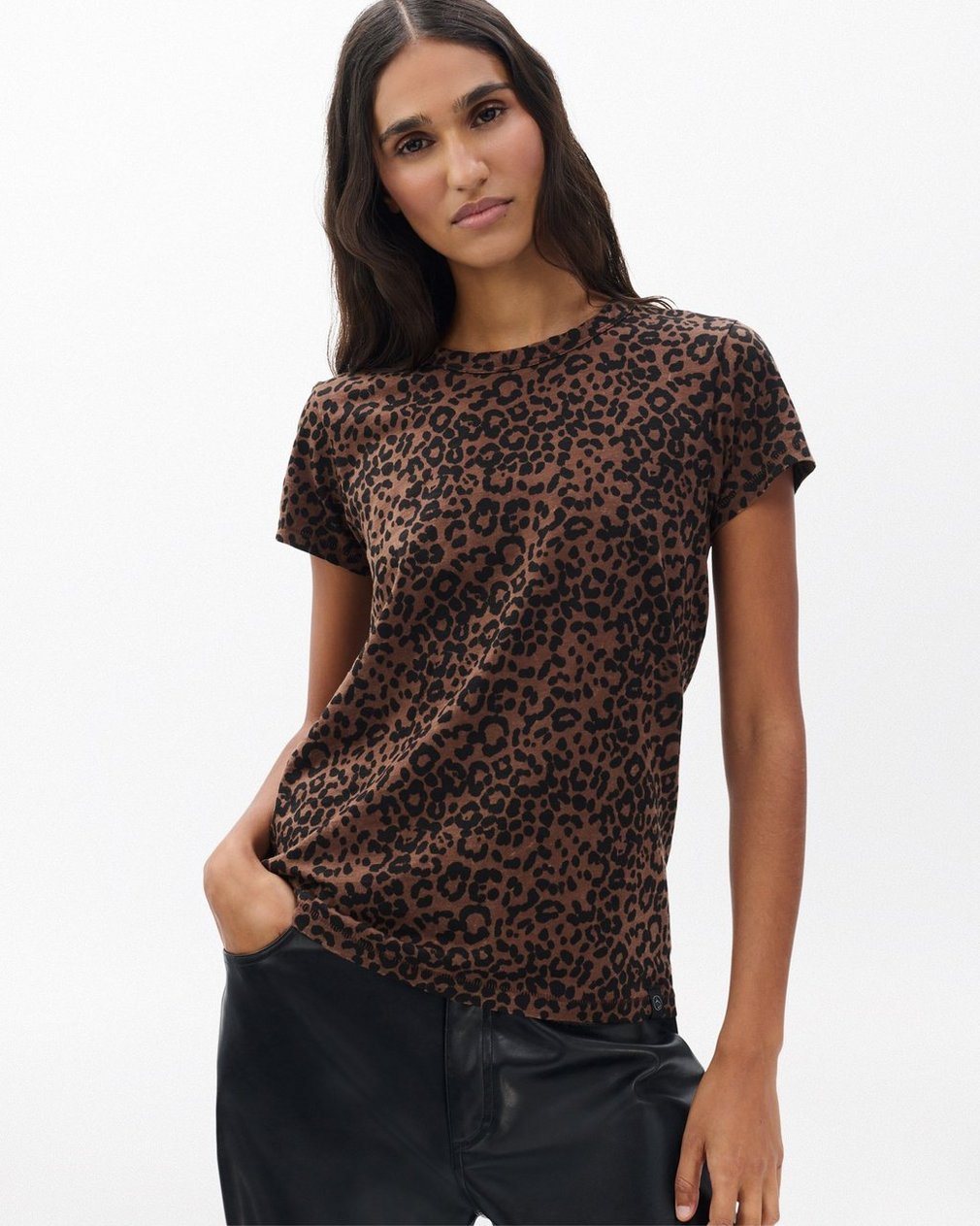 Leopard-Print Cotton Tee - Brown Multi - Image 3